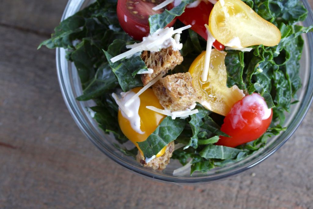Kale Caesar Salad. Easy Homemade Deliciousness.