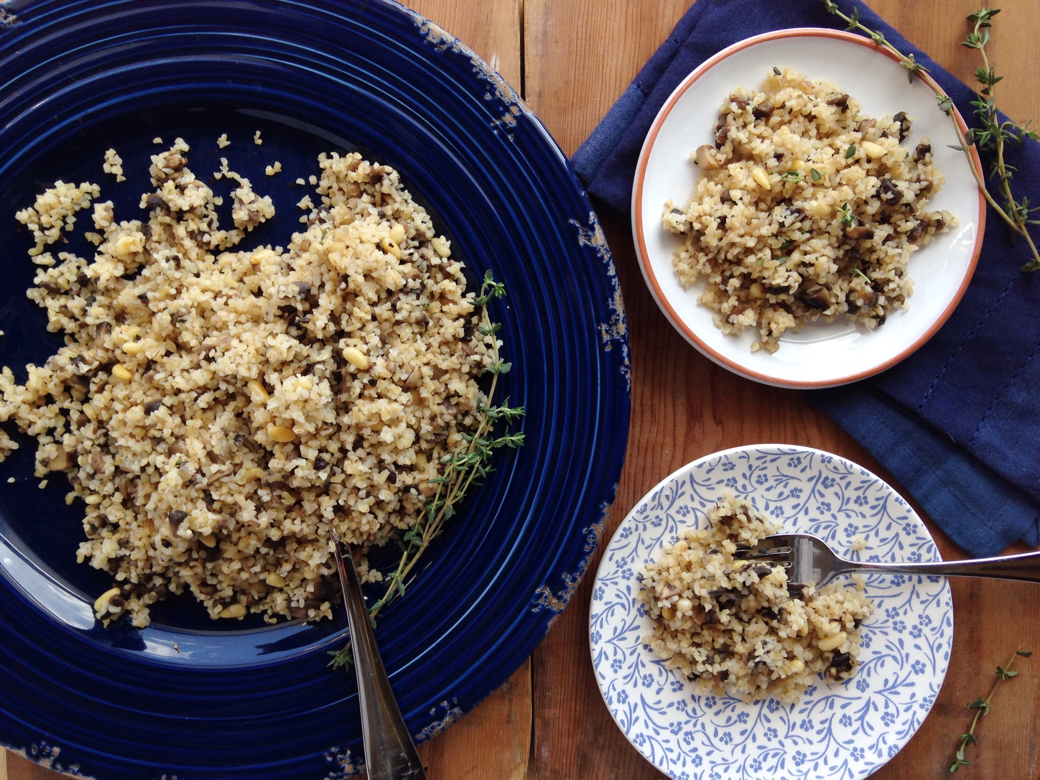 Sauteer Mushrooms with Thyme and Bulgur beauty