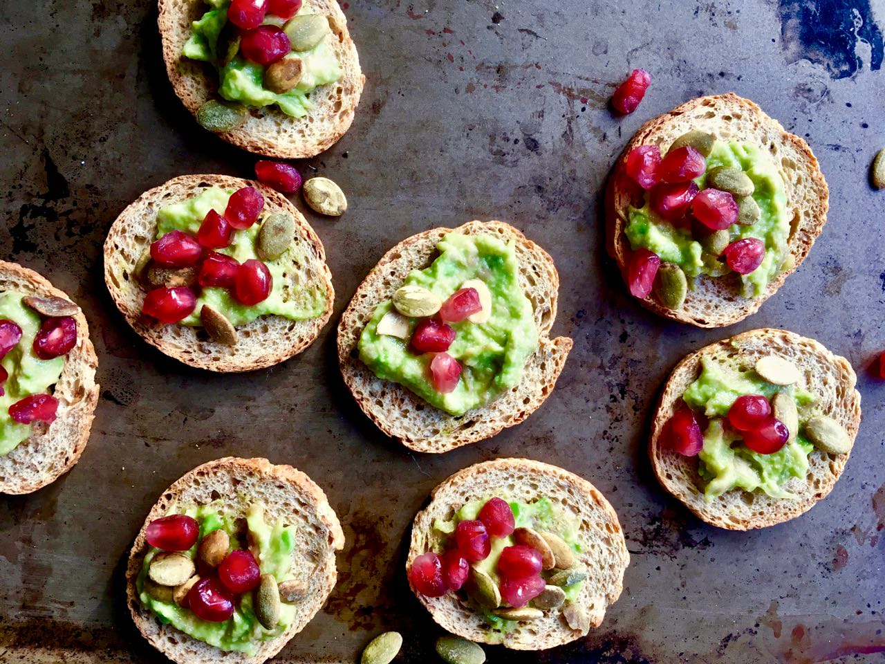 Avocado Pomegranate Toastettes