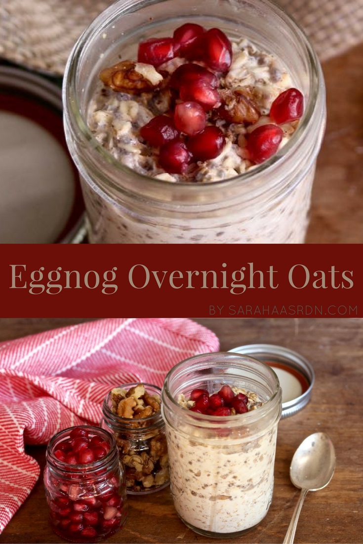 Holiday Eggnog Overnight Oats - A delicious and festive way to start your day! @cookinrd - www.sarahaasrdn.com