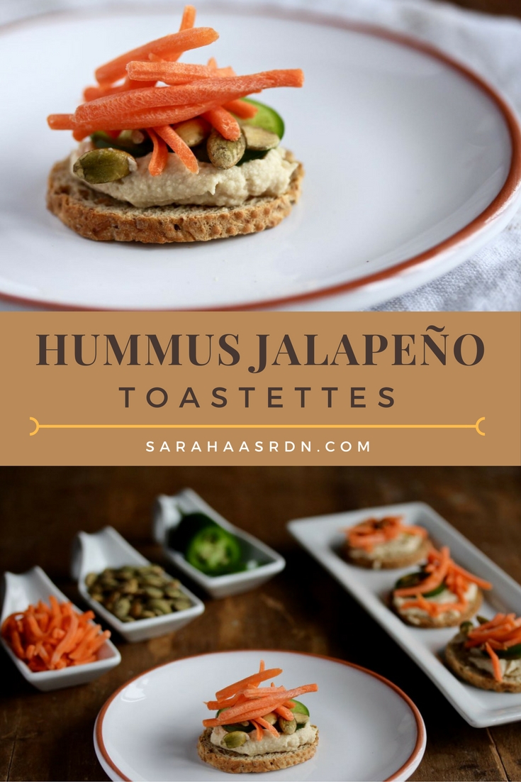 Craving a snack that’s heart healthy and just happens to be vegetarian and vegan? Then these Hummus and Jalapeño are for you! @cookinRD | sarahaasrdn.com