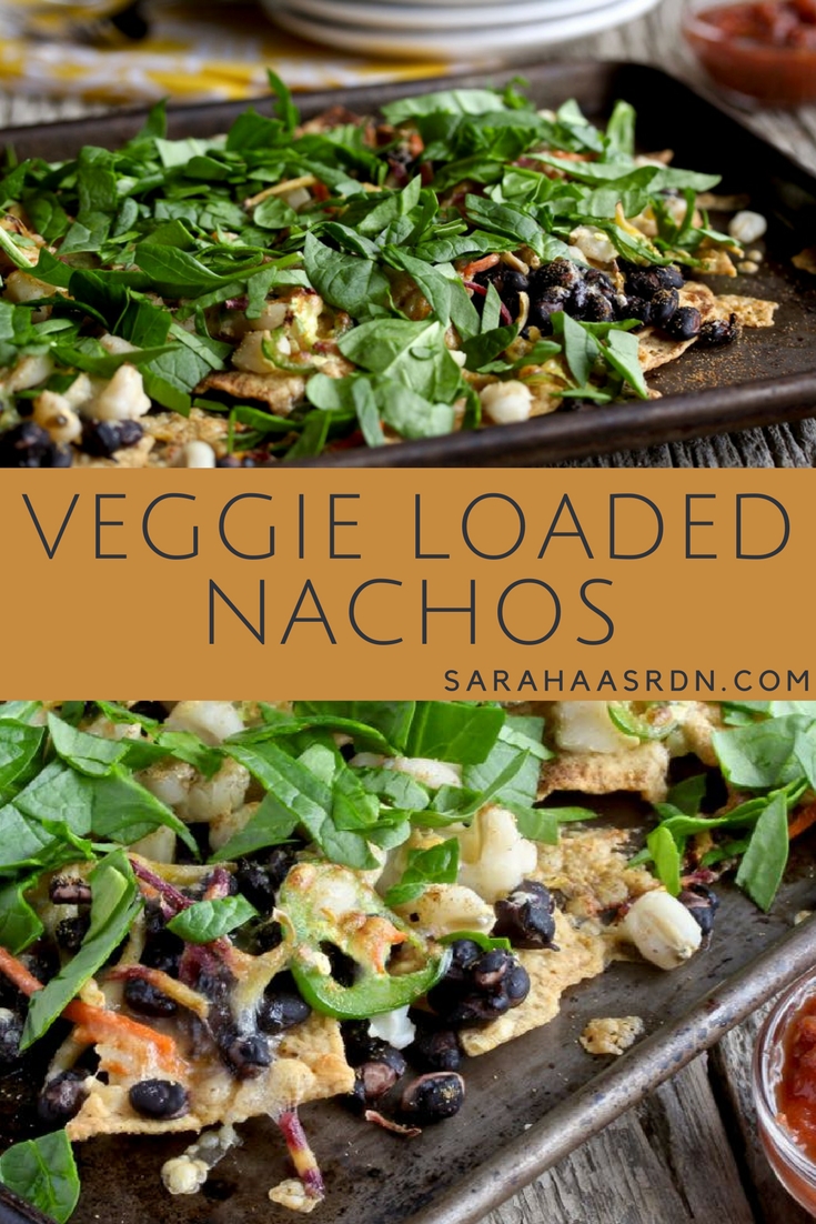 Make these Veggie Loaded Nachos your favorite, nourishing go-to meal! @cookinRD | sarahaasrdn.com