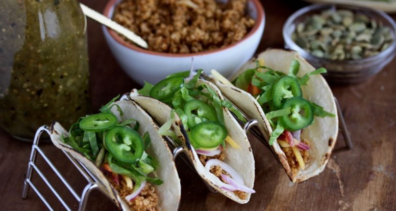 Simple Cauliflower Rice Tacos - A delicious vegetarian meal is just a simple cauliflower taco recipe away. Try this one tonight! @cookinRD | sarahaasrdn.com