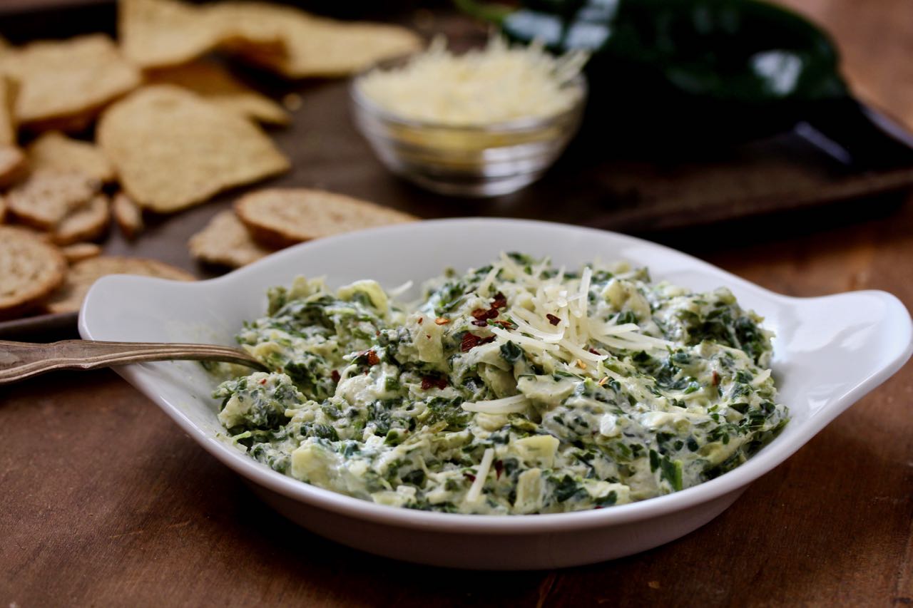 Roasted Poblano Spinach Artichoke Dip