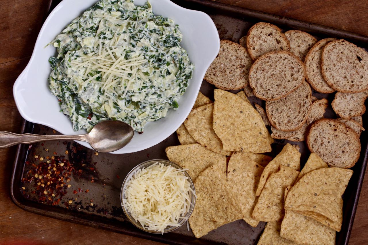 Roasted Poblano Spinach Artichoke Dip