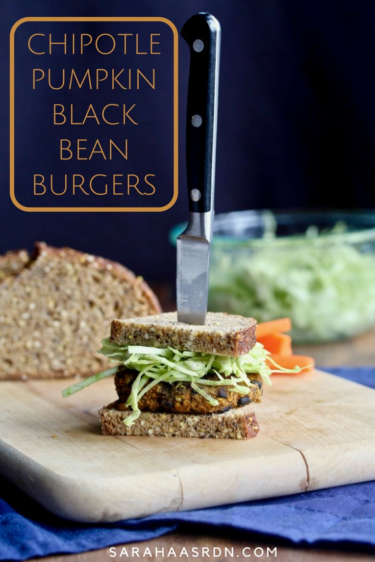 Build a better veggie burger with these simple Chipotle Pumpkin Black Bean Burgers! @cookinRD | sarahaasrdn.com 