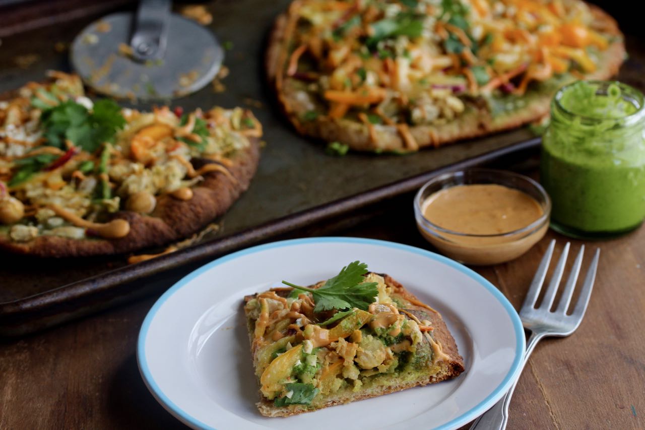 Sriracha Peanut Naan Pizza