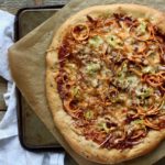 Friday is Pizza Night! If you love BBQ sauce and bacon, you’ll love this Sweet Potato BBQ Bacon Pizza! @cookinRD | sarahaasrdn.com