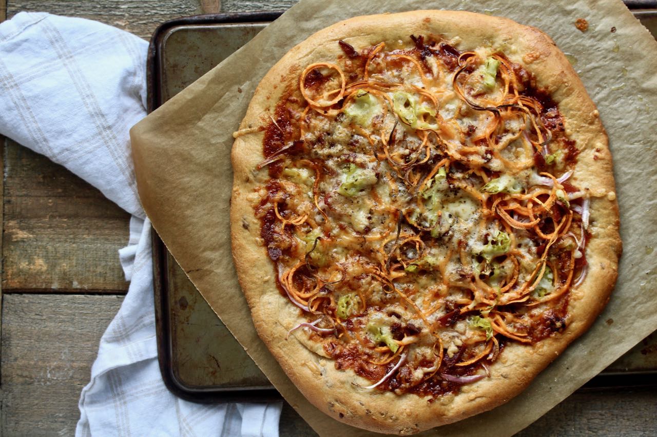 Sweet Potato BBQ Bacon Pizza