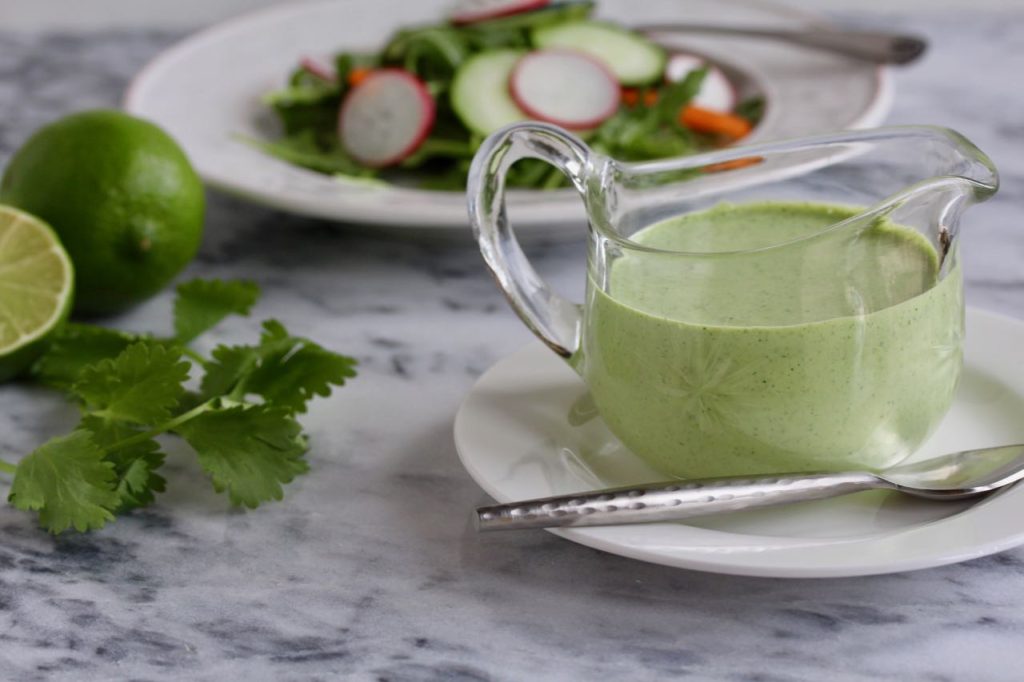 Buy your salad dressing sometimes, but make your salad dressing sometimes too! And when you do, make this super tasty Creamy Cilantro Lime Dressing! @cookinRD | sarahaasrdn.com