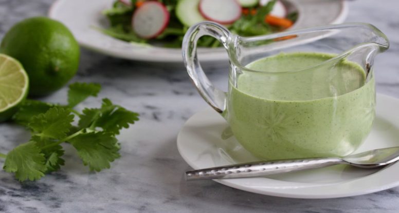 Buy your salad dressing sometimes, but make your salad dressing sometimes too! And when you do, make this super tasty Creamy Cilantro Lime Dressing! @cookinRD | sarahaasrdn.com
