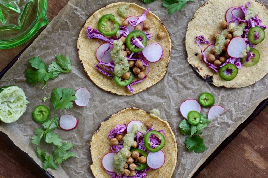 Think chickpeas make for good tacos? Me too! These Cumin Chickpea Tacos are satisfying and delicious! @cookinRD | sarahaasrdn.com
