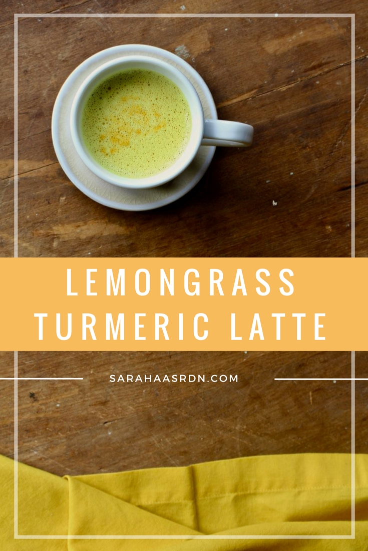 Put a refreshing twist on your turmeric latte by adding a little lemongrass! Interested? I thought so, try this simple Lemongrass Turmeric Latte recipe! @cookinRD | sarahaasrdn.com 