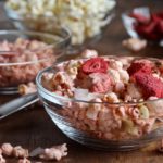 Why not jazz up your popcorn with a little color and flavor? And why not do it the natural way? Try this simple recipe for 2 Ingredient Strawberry Popcorn! @cookinRD | sarahaasrdn.com