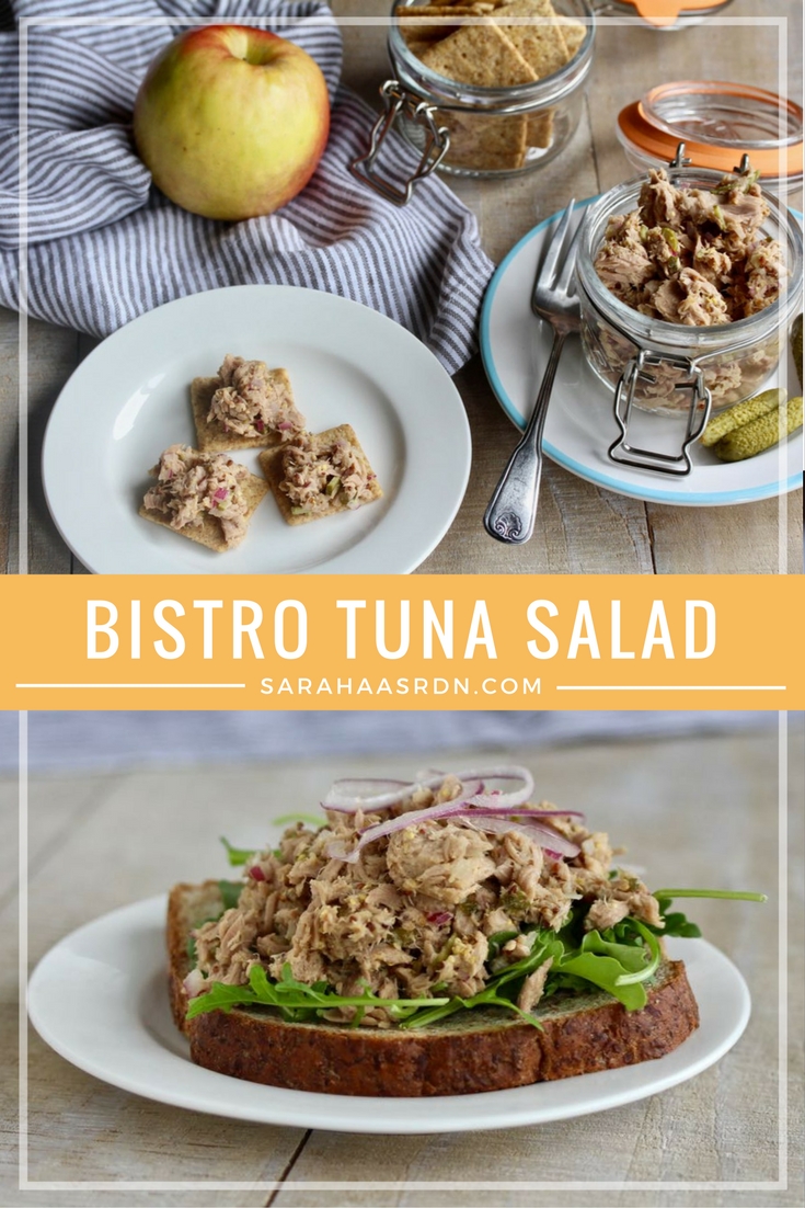 Need a quick and easy lunch that can be prepped the night before? This Bistro Tuna Salad is for you! @cookinRD | sarahaasrdn.com