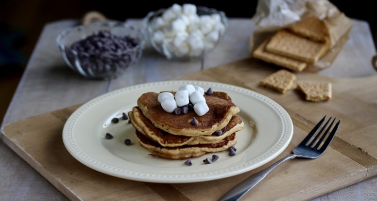 Sometimes you want breakfast to taste like a treat. But you have to go crazy. Try these Graham Cracker Pancakes for a fun twist on breakfast! @cookinRD | sarahaasrdn.com