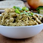 Dinner made EASY! Let this 6 Ingredient Slow Cooker Poblano Chicken be the solution to the question, "What's for dinner?” @cookinRD | sarahaasrdn.com