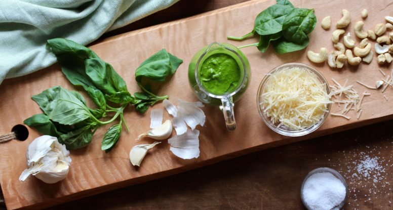 Bored with traditional pesto? I was too! And you know what I found out? That Spinach Cashew Pesto is pretty darn good! Get the recipe now! @cookinRD | sarahaasrdn.com