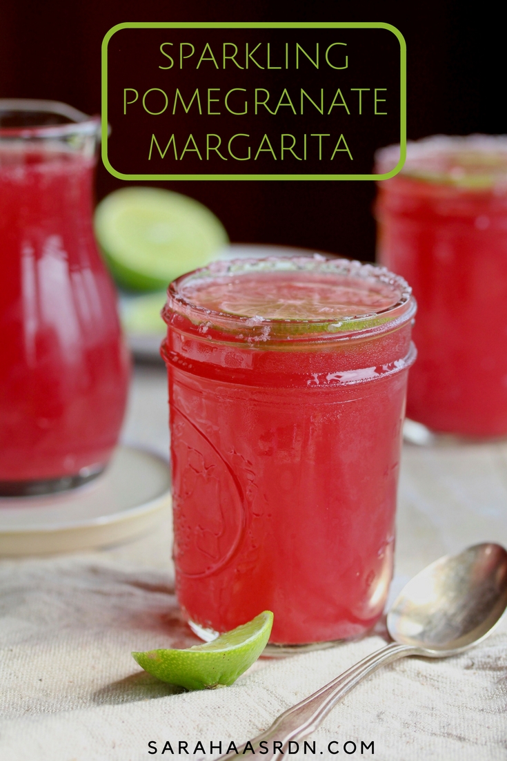 Looking for the perfect beverage to go with that taco? I've got it! This Sparkling Pomegranate Margarita is delightful with or without the alcohol! @cookinRD | sarahaasrdn.com