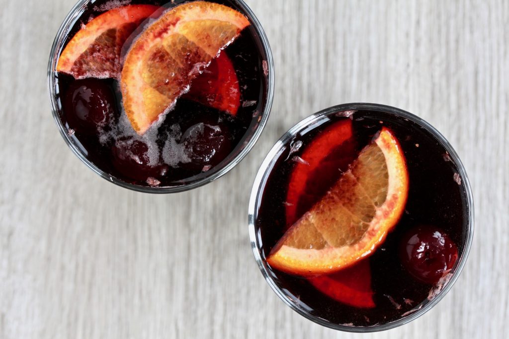 Sometimes you need a fancy drink to put you in a festive mood. This Pom-Cherry Spritzer is just the thing! @cookinRD | sarahaasrdn.com