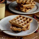 Got leftover eggnog in your fridge? Don't drink it! Use it to make these super delicious and EASY-to-make Whole Wheat Eggnog Waffles! @cookinRD | sarahaasrdn.com