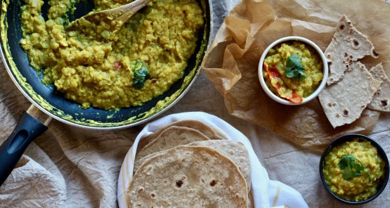 Looking for a super delicious, vegetarian dish that satisfies? Look no further than this Red Lentil Dal! @cookinRD | sarahaasrdn.com