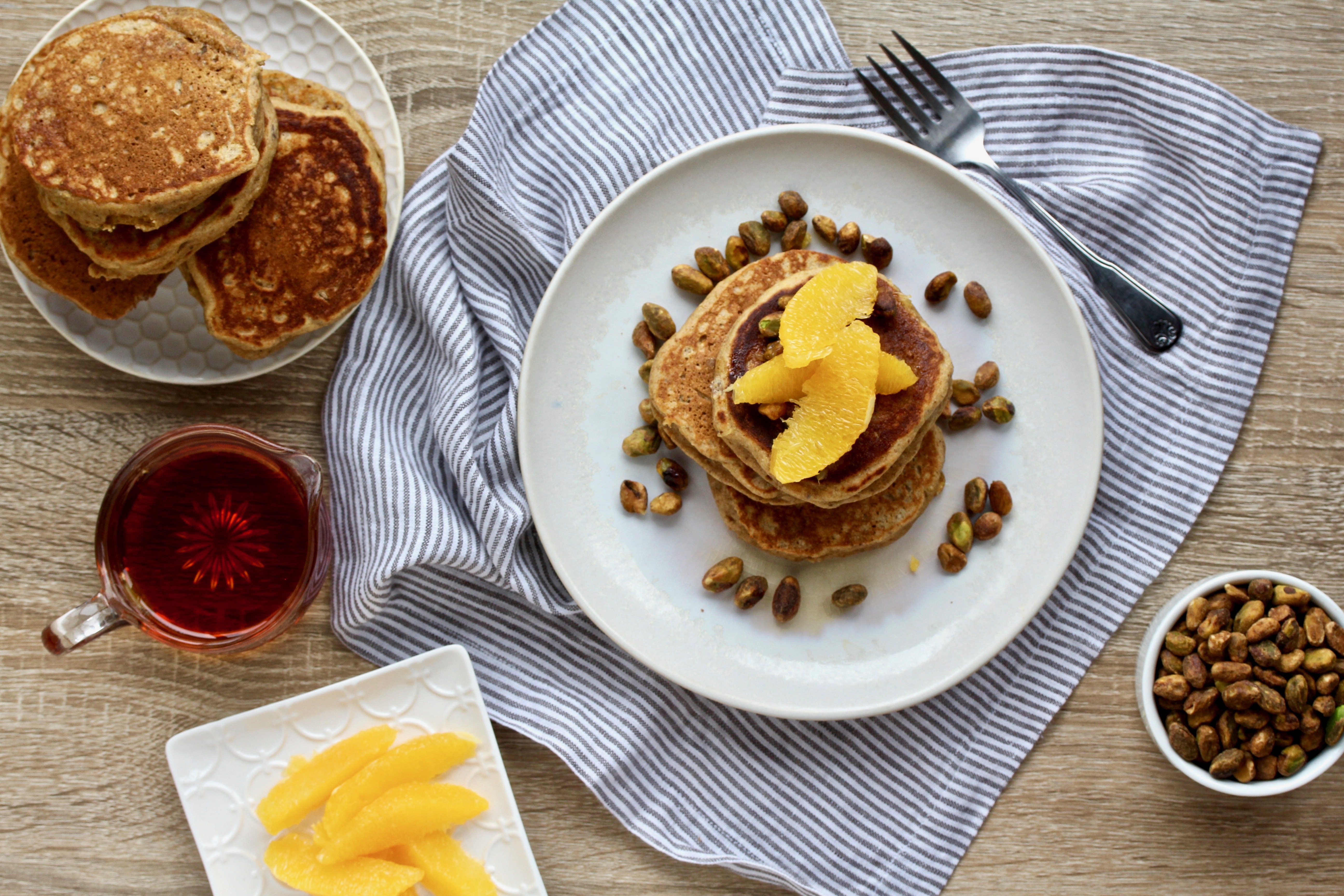 Whole Wheat Pistachio Buttermilk Pancakes