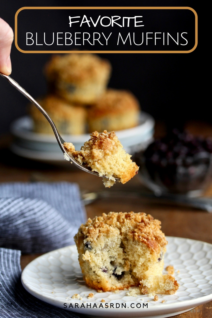 Craving an excellent blueberry muffin? Well, then you’ll love these delightful muffins made with big blueberry flavor! @cookinRD | sarahaasrdn.co