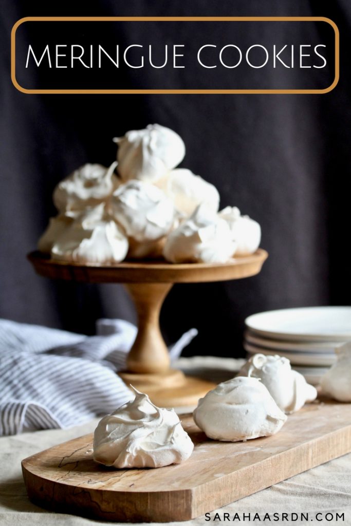 Intimidated by egg whites and whisking them? Don't be! I'll show you how easy it is to whisk them to perfection to create these lovely Meringue Cookies! @cookinRD | sarahaasrdn.com 