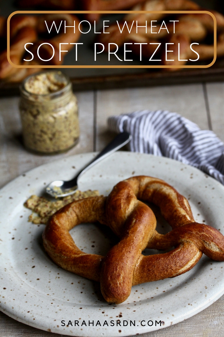 Treat yourself to homemade soft pretzels! They're fun to make and you'll love the whole grain twist! @cookinRD | sarahaasrdn.com 