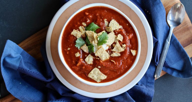 Why not jazz your chicken tortilla soup up with some delicious chiles? Right now, I'm all about incorporating amazingly flavorful dried chiles into my dishes. This soup doesn't disappoint! @cookinRD | sarahaasrdn.com