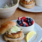 Yes, it's time to give salmon patties another try. My version is super simple to make and packed with flavor. Plus it comes with a perfect cabbage slaw topping! @cookinRD | sarahaasrdn.com