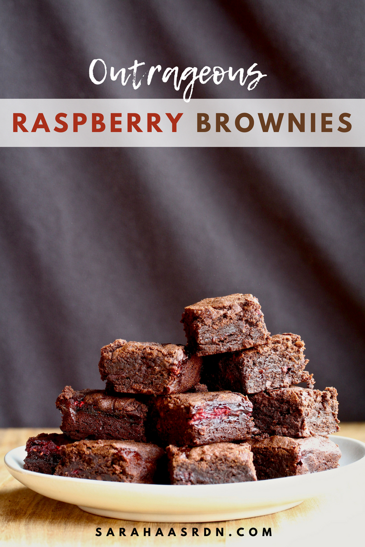 It's the ultimate sweet combination! Try these Outrageous Raspberry Brownies because you deserve to be happy! @cookinRD | sarahaasrdn.com 