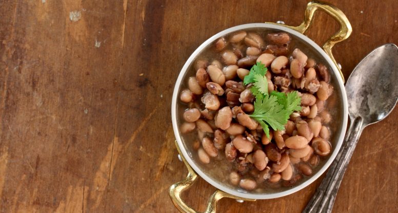 Boring beans? Not these Bacon Borracho Beans! Dry beans are transformed into something magical when infused with bacon and garlic! @cookinRD | sarahaasrdn.com