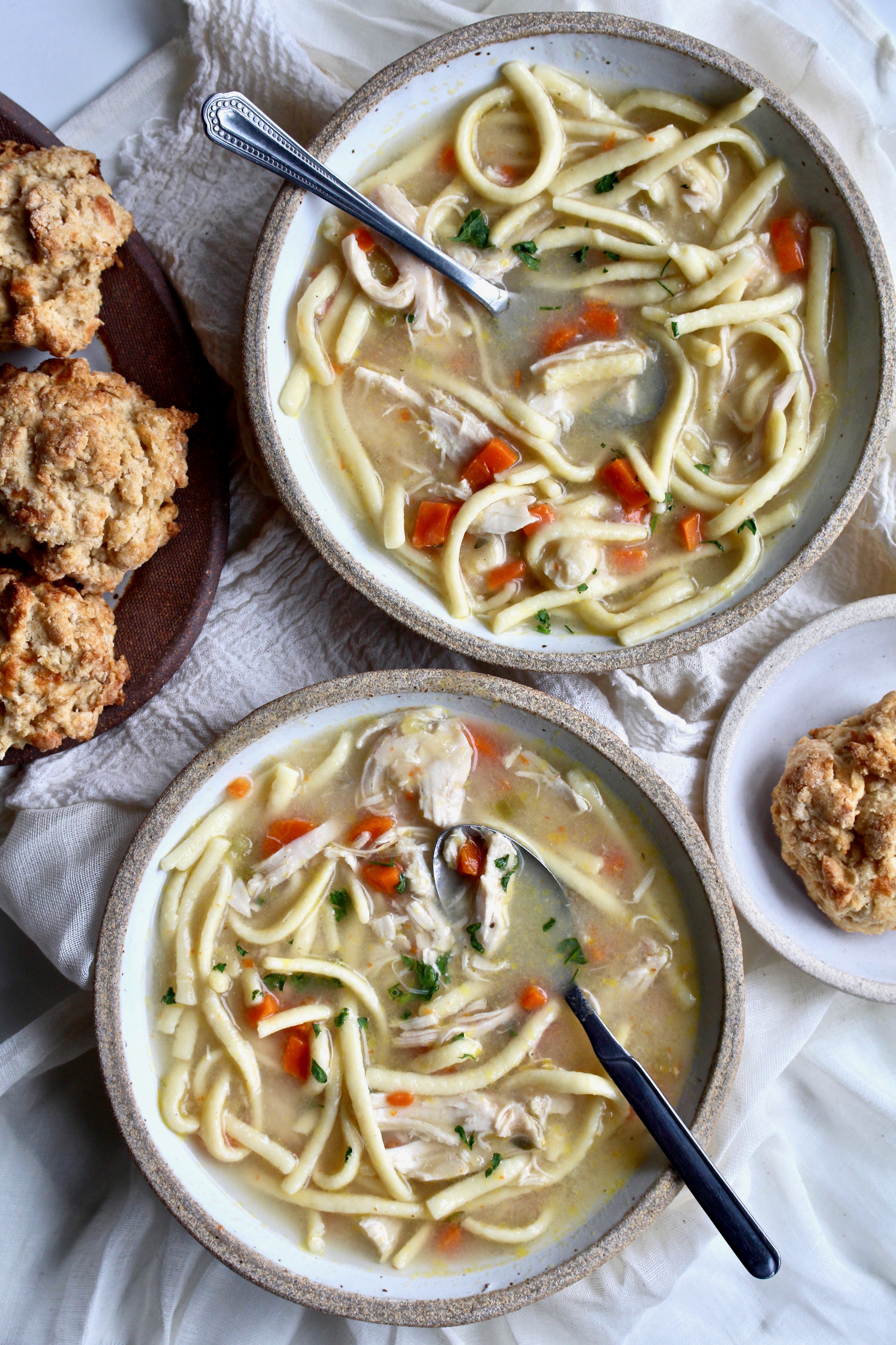Forget the canned stuff, Homemade Chicken Noodle Soup is where it’s at! So much chicken, vegetables & yummy noodles. And it’s easier to make than you might think! @cookinRD | sarahaasrdn.com 