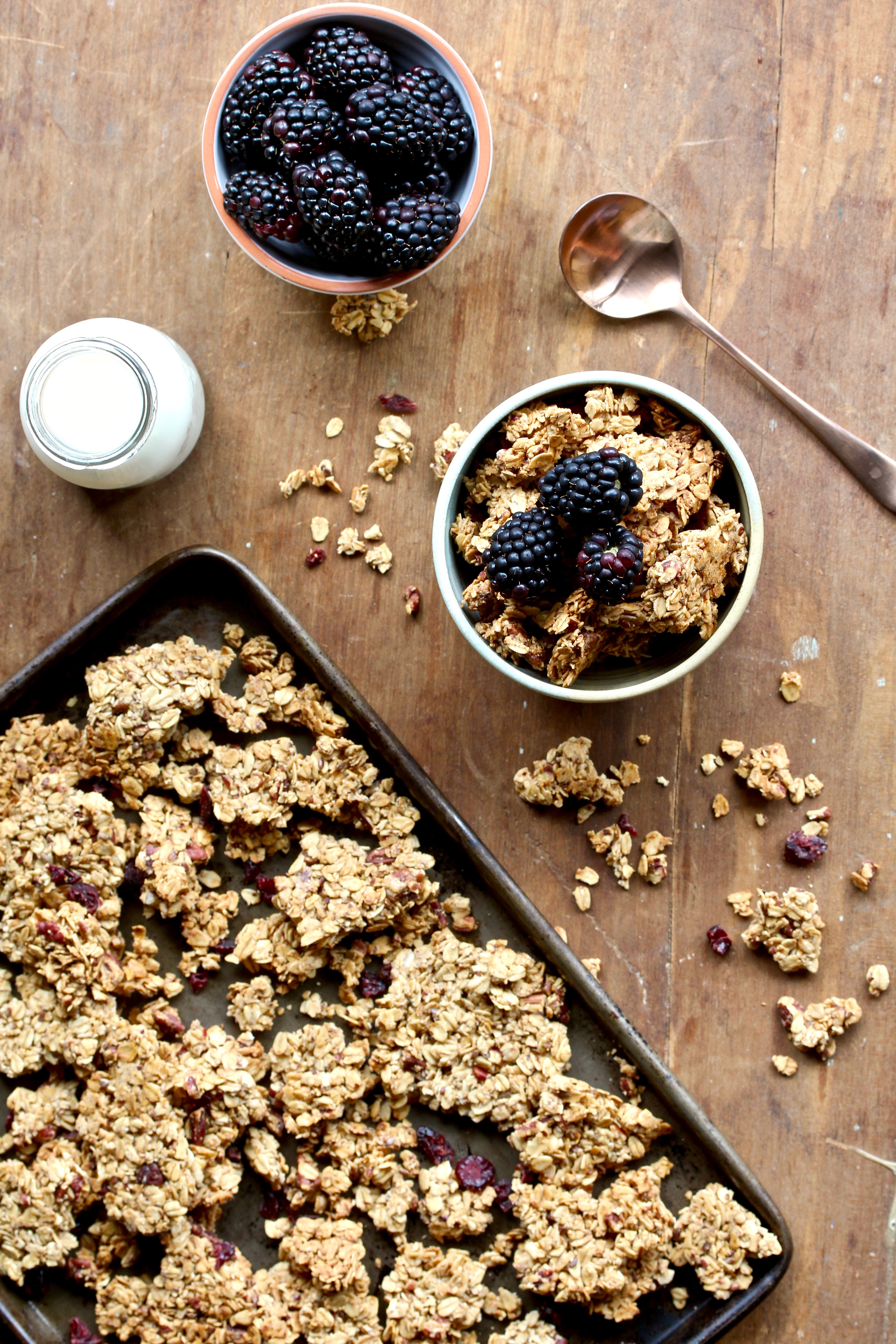 Buying granola is easy, but so is making granola. And this Cranberry Pecan Granola makes for a super delicious breakfast or snack! @cookinRD | sarahaasrdn.com 