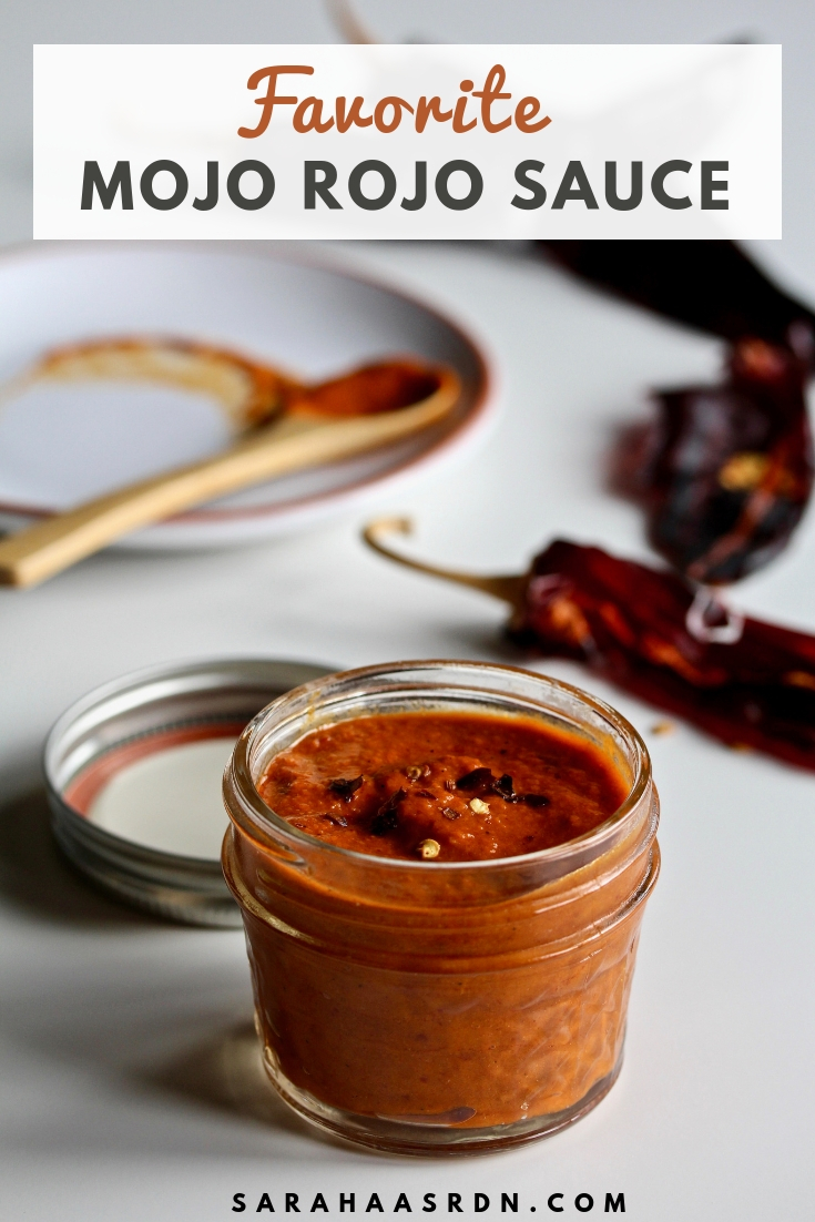 Every smart cook knows a great sauce makes a great meal! Learn how to make this simple Mojo Rojo sauce for weeknight dinner success! @cookinRD | sarahaasrdn.com 