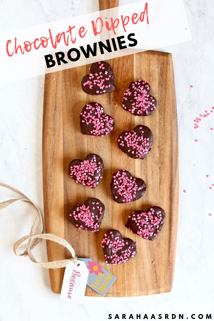 How about a dessert for your favorite chocolate lover? These Chocolate Dipped Brownies are it! @cookinRD | sarahaasrdn.com