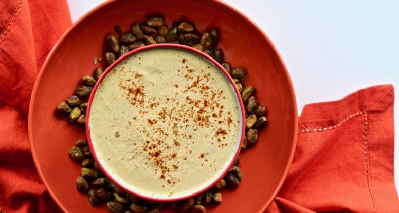 Bust out of your sauce rut and try something new! You’ll love the flavor and nutrition that comes with this Pistachio Ras El Hanout Sauce! @cookinRD | sarahaasrdn.com