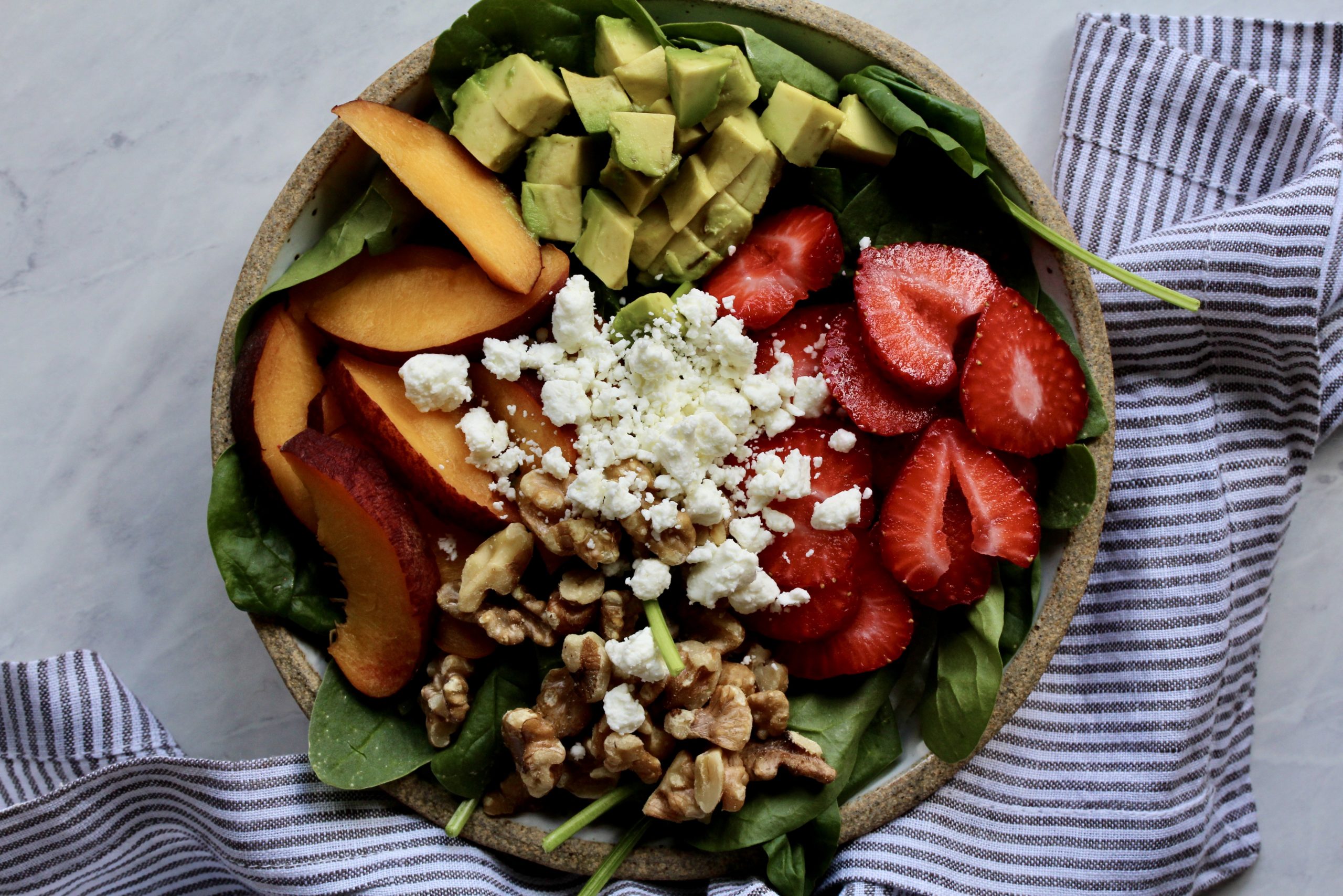 Strawberry Peach Spinach Salad