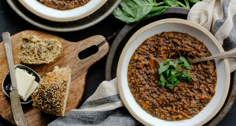 Black Lentil Sweet Potato Soup