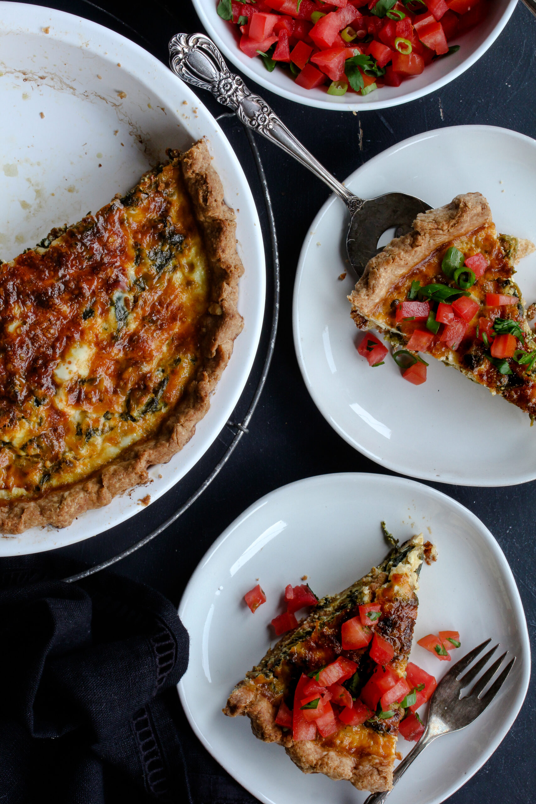 Cheddar Green Chile Chorizo Quiche | sarahaasrdn.com